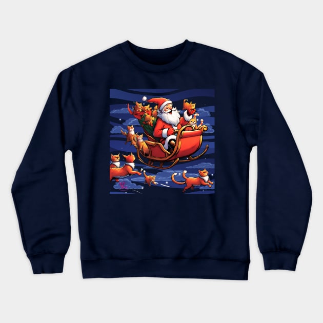 Santa and cats Crewneck Sweatshirt by Viper Unconvetional Concept